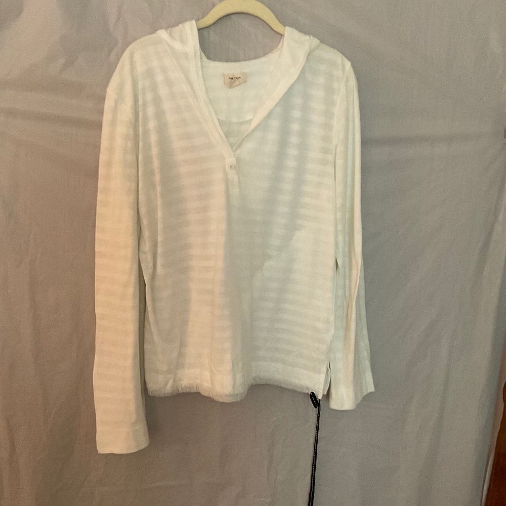 Woman nautical top with hood  long sleeve gathers at bottom